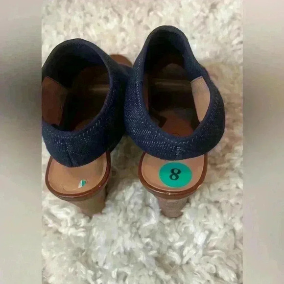 Franco Sarto Denim and Brown Peep-Toe Ankle Boots - Picture 7 of 12